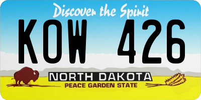 ND license plate KOW426