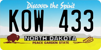 ND license plate KOW433