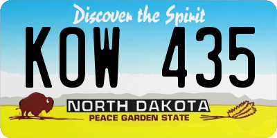 ND license plate KOW435
