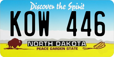 ND license plate KOW446