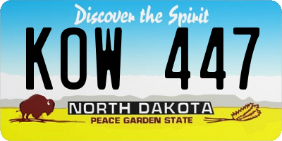 ND license plate KOW447