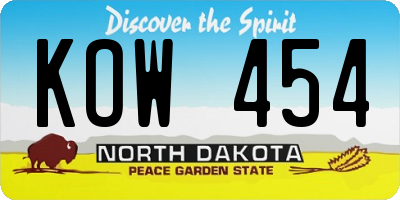 ND license plate KOW454