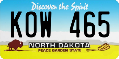 ND license plate KOW465