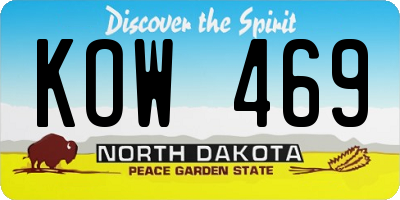 ND license plate KOW469