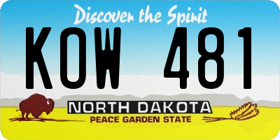 ND license plate KOW481