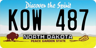 ND license plate KOW487