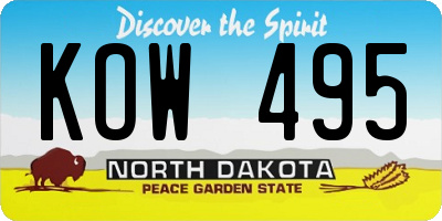 ND license plate KOW495