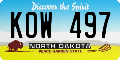 ND license plate KOW497