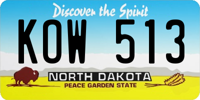 ND license plate KOW513