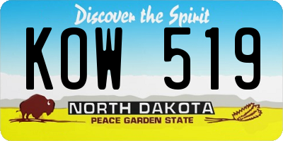 ND license plate KOW519