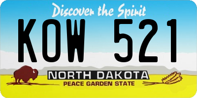 ND license plate KOW521
