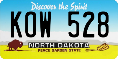 ND license plate KOW528