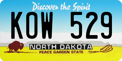 ND license plate KOW529