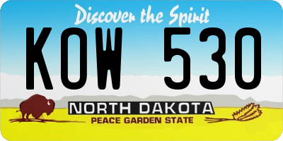 ND license plate KOW530