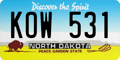 ND license plate KOW531