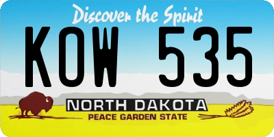 ND license plate KOW535