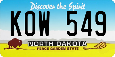 ND license plate KOW549
