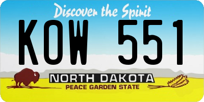 ND license plate KOW551