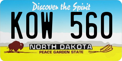 ND license plate KOW560