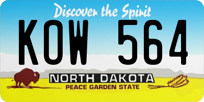 ND license plate KOW564