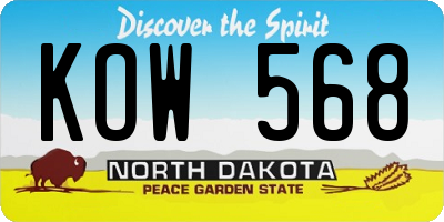 ND license plate KOW568