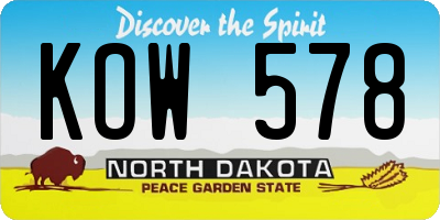 ND license plate KOW578