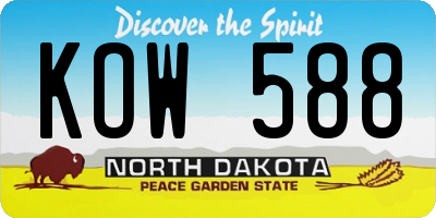 ND license plate KOW588