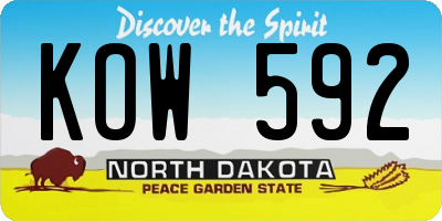 ND license plate KOW592