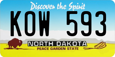 ND license plate KOW593