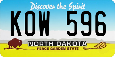 ND license plate KOW596