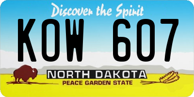 ND license plate KOW607