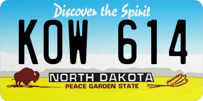 ND license plate KOW614