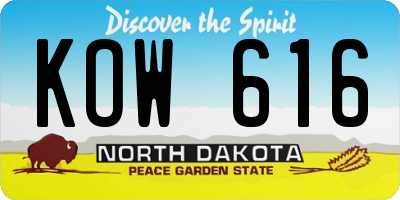 ND license plate KOW616