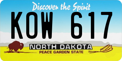 ND license plate KOW617