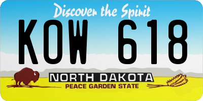 ND license plate KOW618