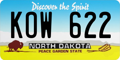 ND license plate KOW622