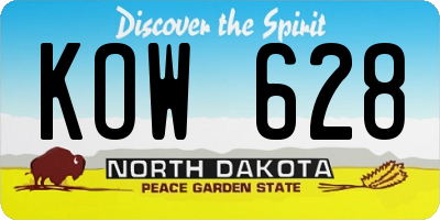 ND license plate KOW628