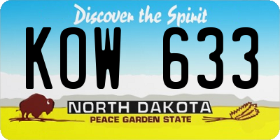 ND license plate KOW633
