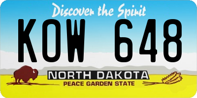 ND license plate KOW648