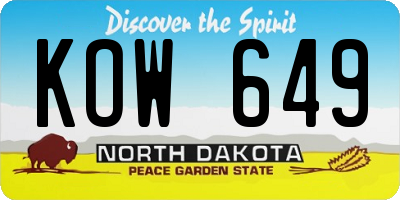 ND license plate KOW649
