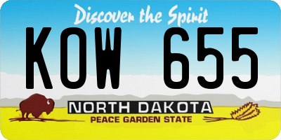 ND license plate KOW655