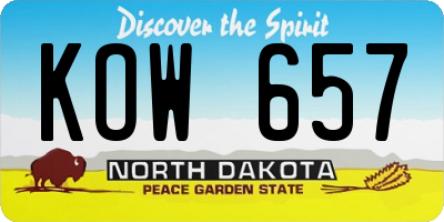 ND license plate KOW657