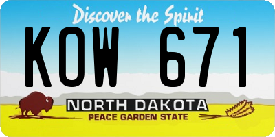 ND license plate KOW671