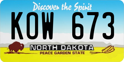 ND license plate KOW673
