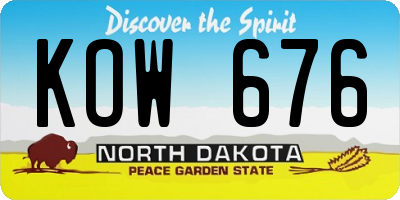 ND license plate KOW676