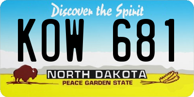 ND license plate KOW681