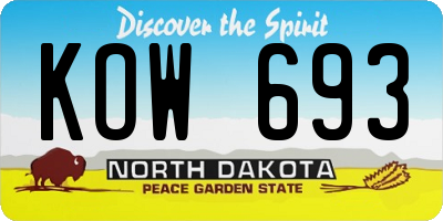 ND license plate KOW693