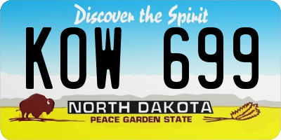 ND license plate KOW699