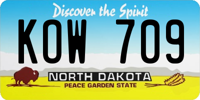 ND license plate KOW709