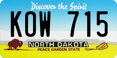 ND license plate KOW715